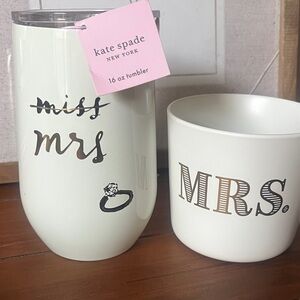 Kate Spade White 'Miss Mrs' Tumbler and 'MRS.' Mug Set